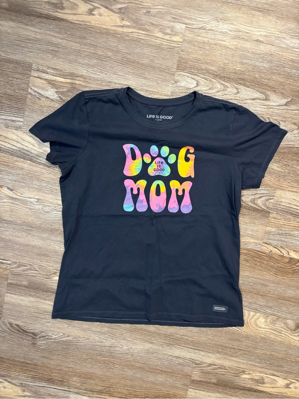 Womens Life Is Good Dog Mom Crusher Tee - L